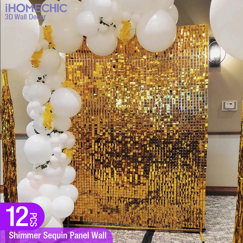 Lighting Room Decor Photo - 12pcs Light Gold Shimmer Wall Backdrop