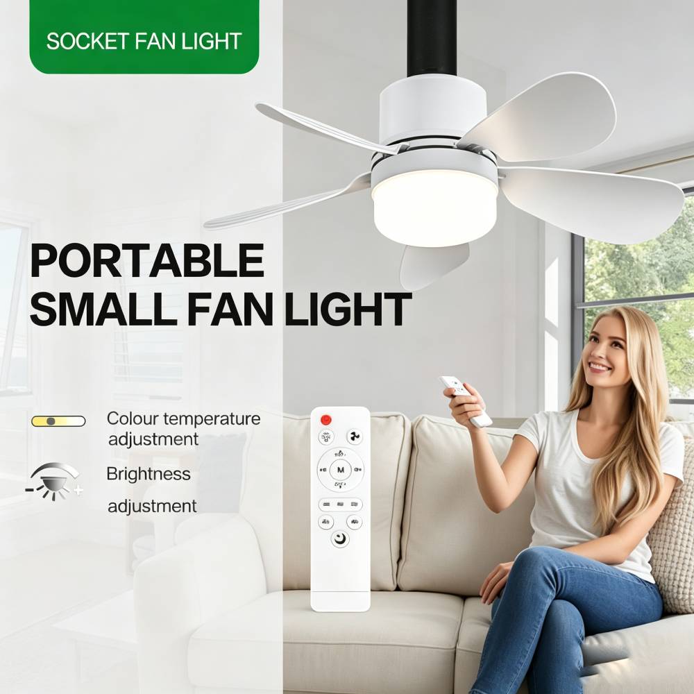 Lighting Decor Home - Socket Fan Light with Remote, Small