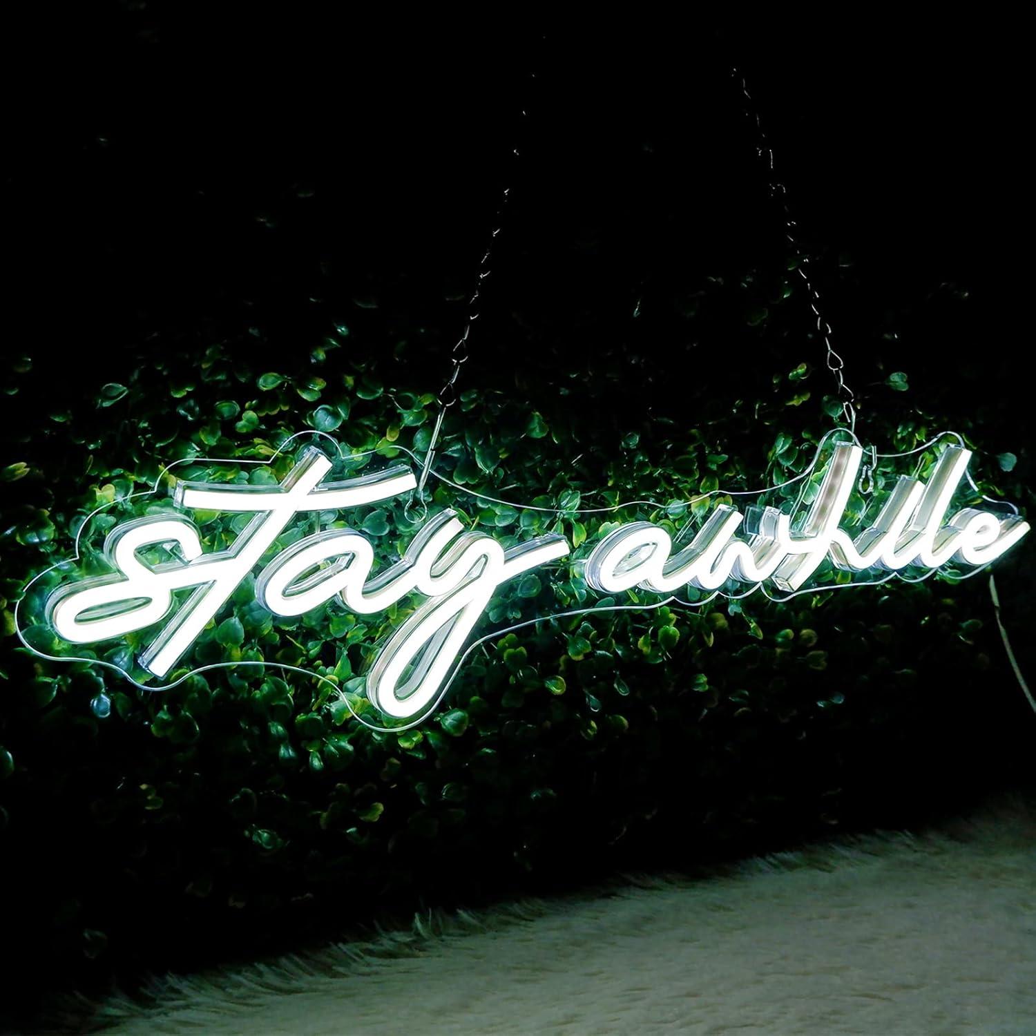 Lighting Decor Home - Stay Awhile Neon Signs USB Dimmable