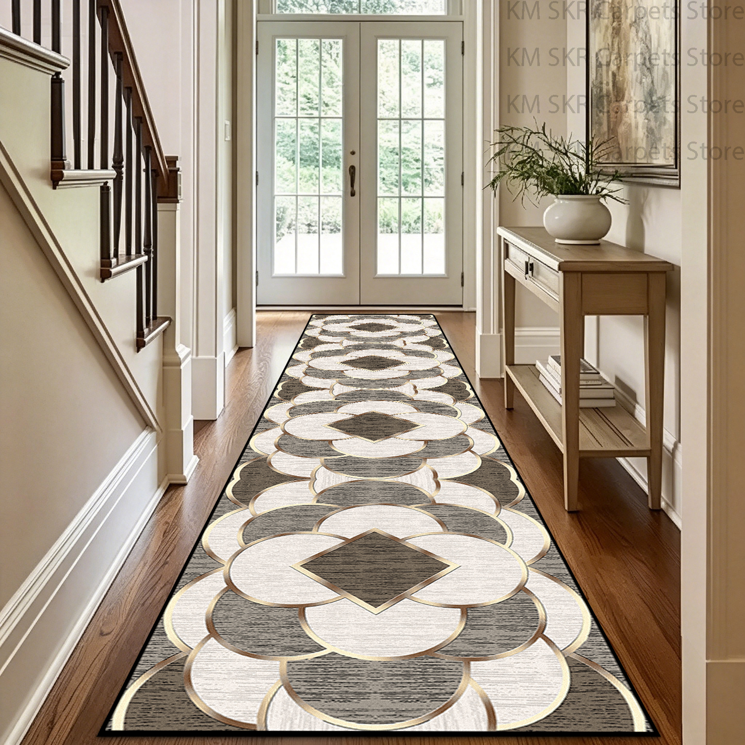 Garage Lighting Decor - Modern European Geometric Stairs Corridor Carpet