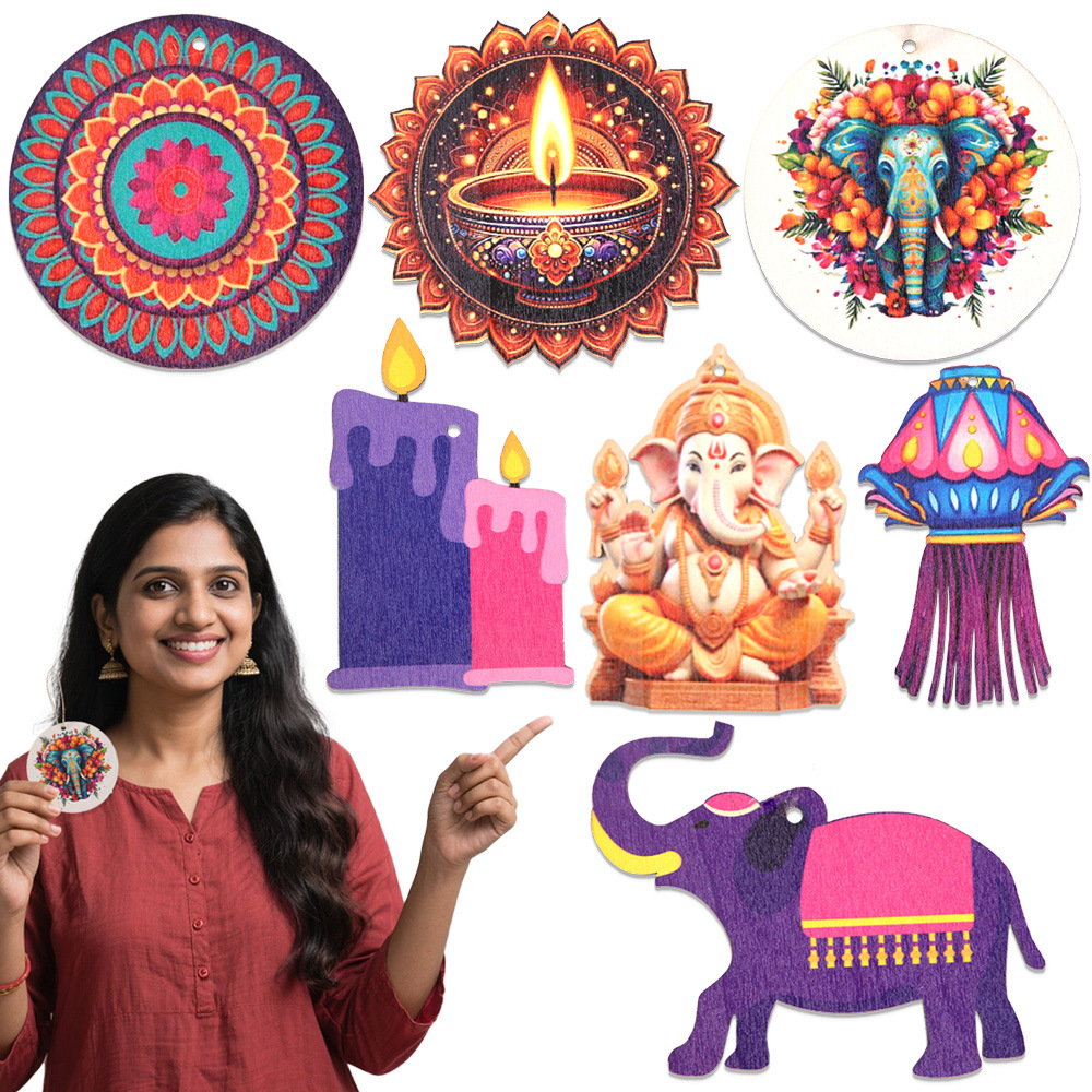 Lighting Decoration For Diwali - Diwali Themed Decor - Wooden Chip