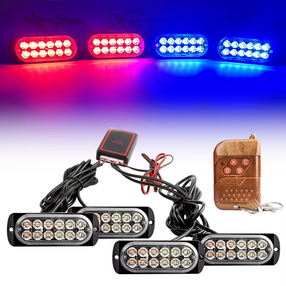 Touch Dimmer Lamp - 4x12 LED Remote Control Car Strobe