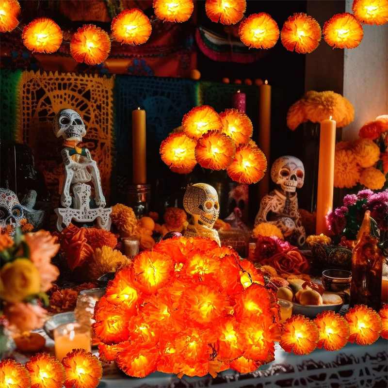 Lighting Decoration For Diwali - Mexican Marigold Artificial Flowers Day Of