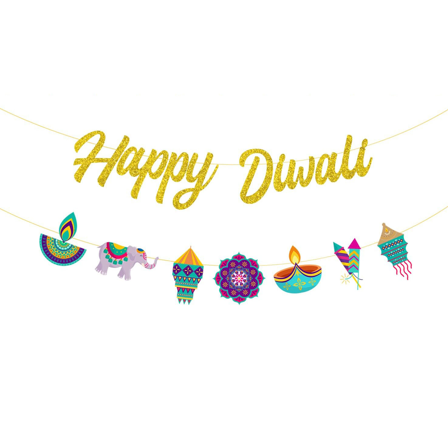Lighting Decoration For Diwali - Diwali Party Decorations Happy Diwali Gold
