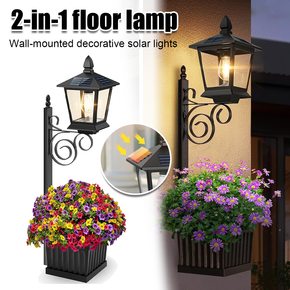 Decor Lighting Floor Lamps - 2 in 1 Solar Planter Lamp