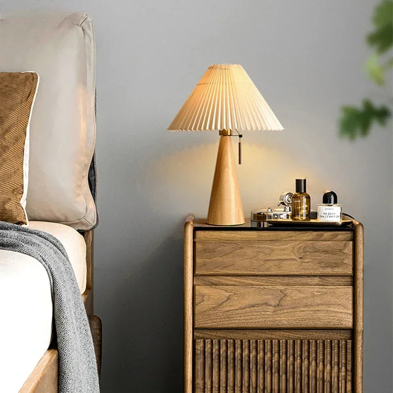 Lighting Decor Home - Retro Pleated Table Lamp Nordic Solid