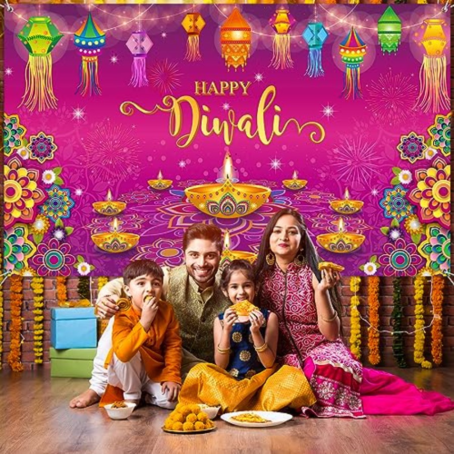 Happy Diwali Backdrop Banner D - Lighting Decoration For Diwali 评论和价格