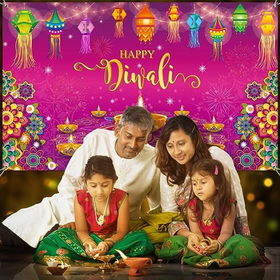 Happy Diwali Backdrop Banner D - Lighting Decoration For Diwali 评论和价格