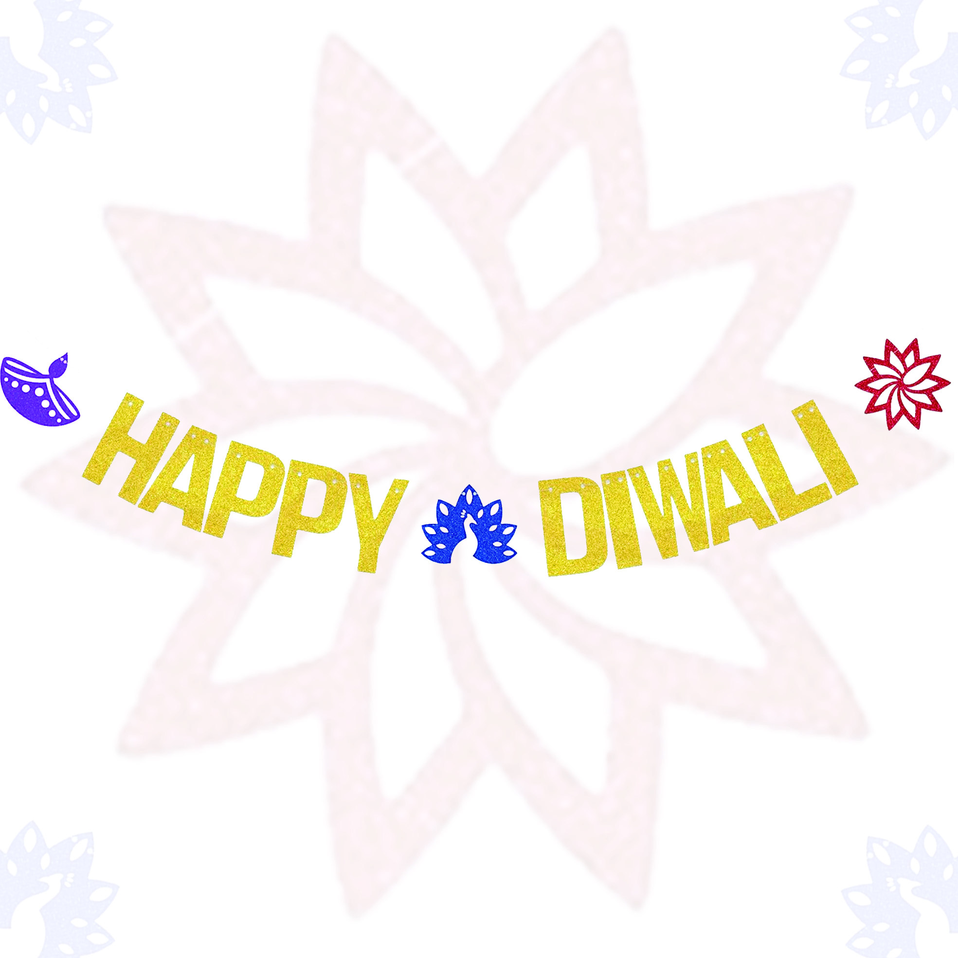 Gold Glitter Happy Diwali Bann - Lighting Decoration For Diwali 评论和价格