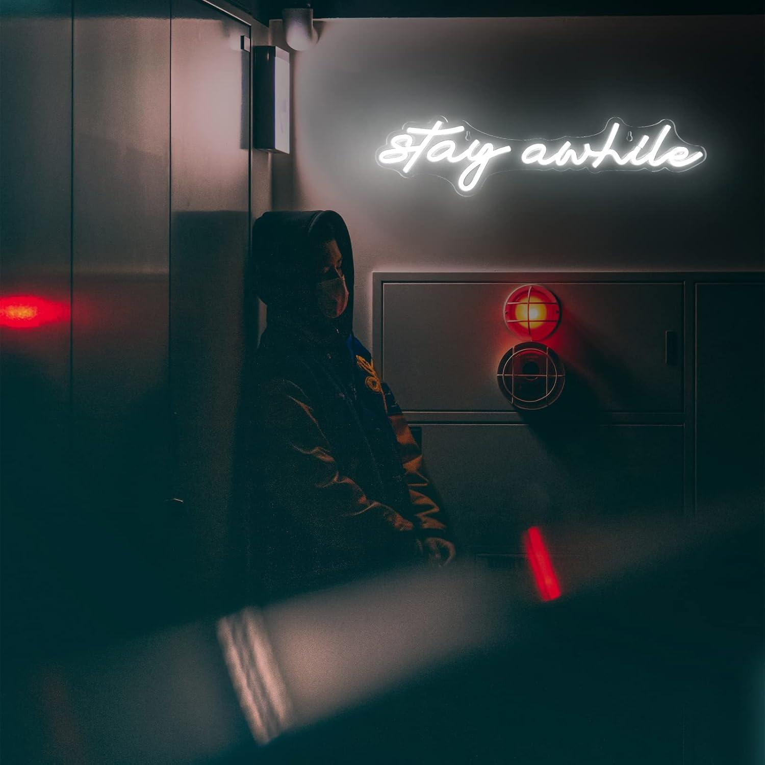 Stay Awhile Neon Signs USB Dim - Lighting Decor Home 评论和价格