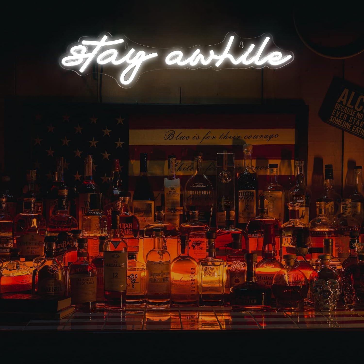 Stay Awhile Neon Signs USB Dim - Lighting Decor Home 评论和价格