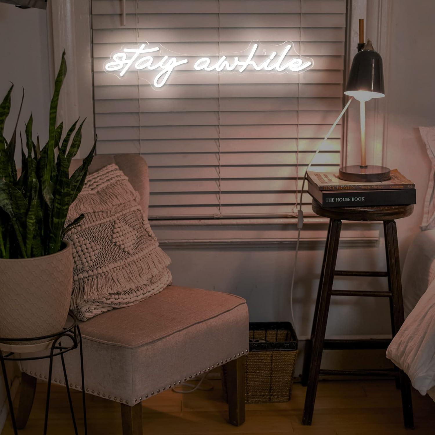 Stay Awhile Neon Signs USB Dim - Lighting Decor Home 评论和价格