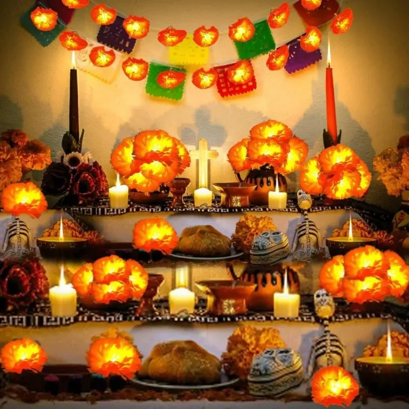 5 Ft LED Orange Marigold Garla - Lighting Decoration For Diwali 评论和价格