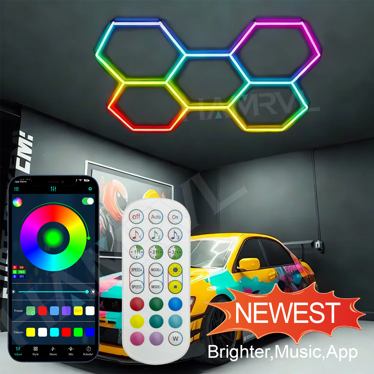 Hexagonal LED Ceiling Light wi - Garage Lighting Decor 评论和价格