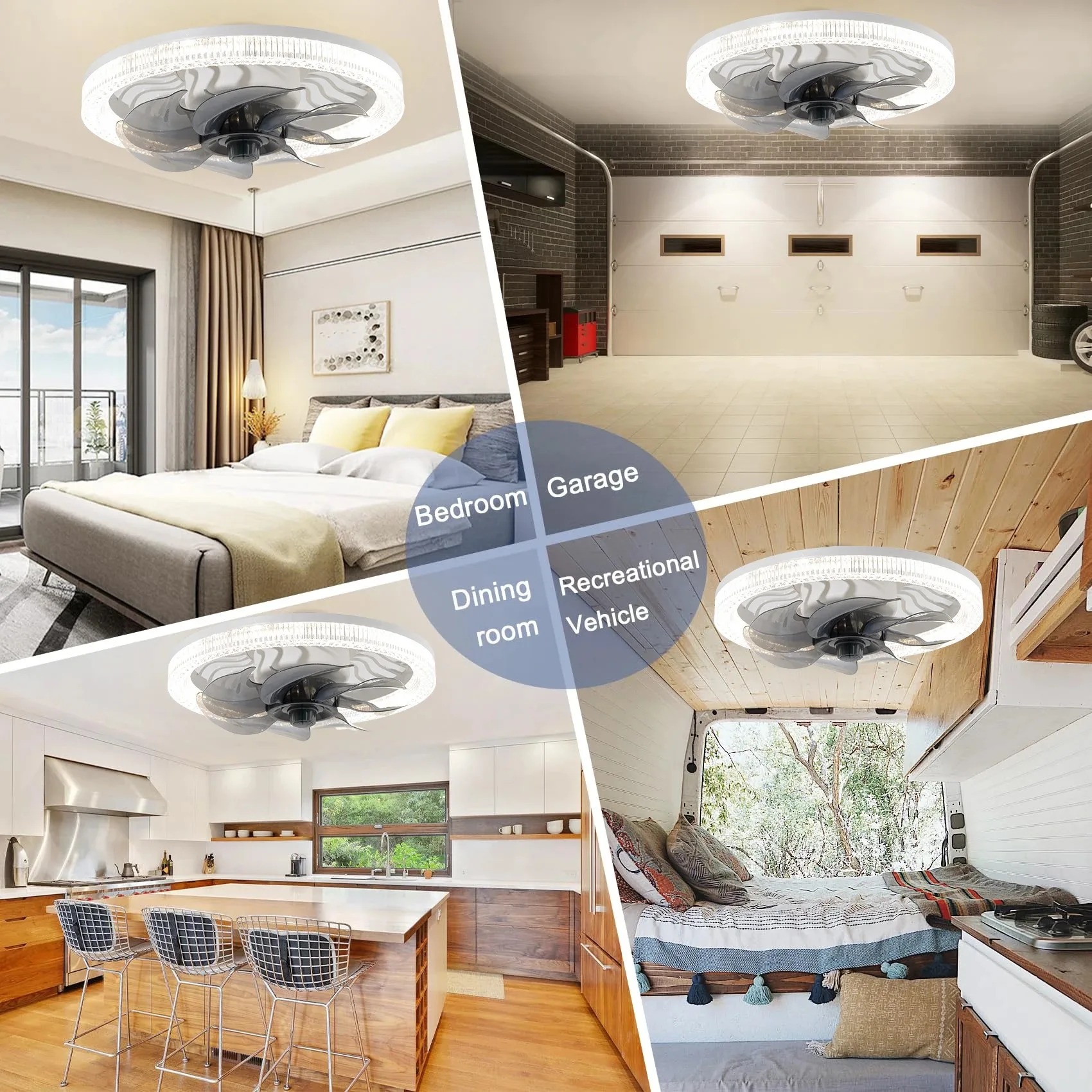 Smart LED Ceiling Fan Light wi - Touch Dimmer Lamp 评论和价格