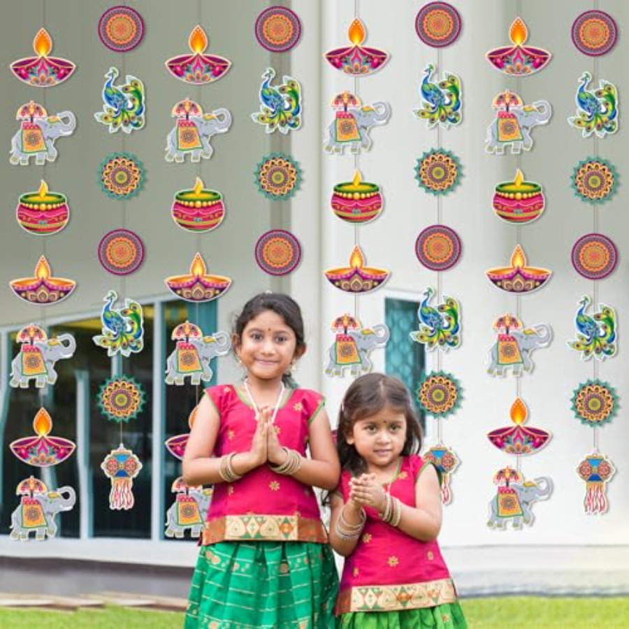 8 Pcs Happy Diwali Hanging Dec - Lighting Decoration For Diwali 评论和价格
