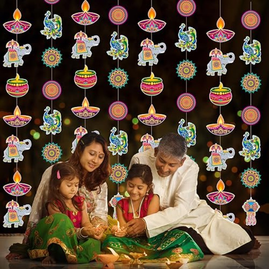 8 Pcs Happy Diwali Hanging Dec - Lighting Decoration For Diwali 评论和价格
