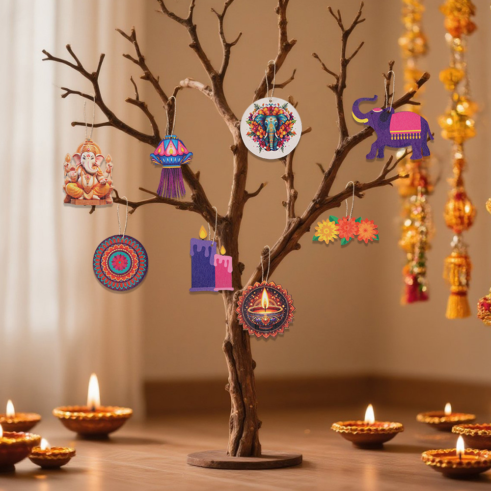 Diwali Themed Decor - Wooden C - Lighting Decoration For Diwali 评论和价格