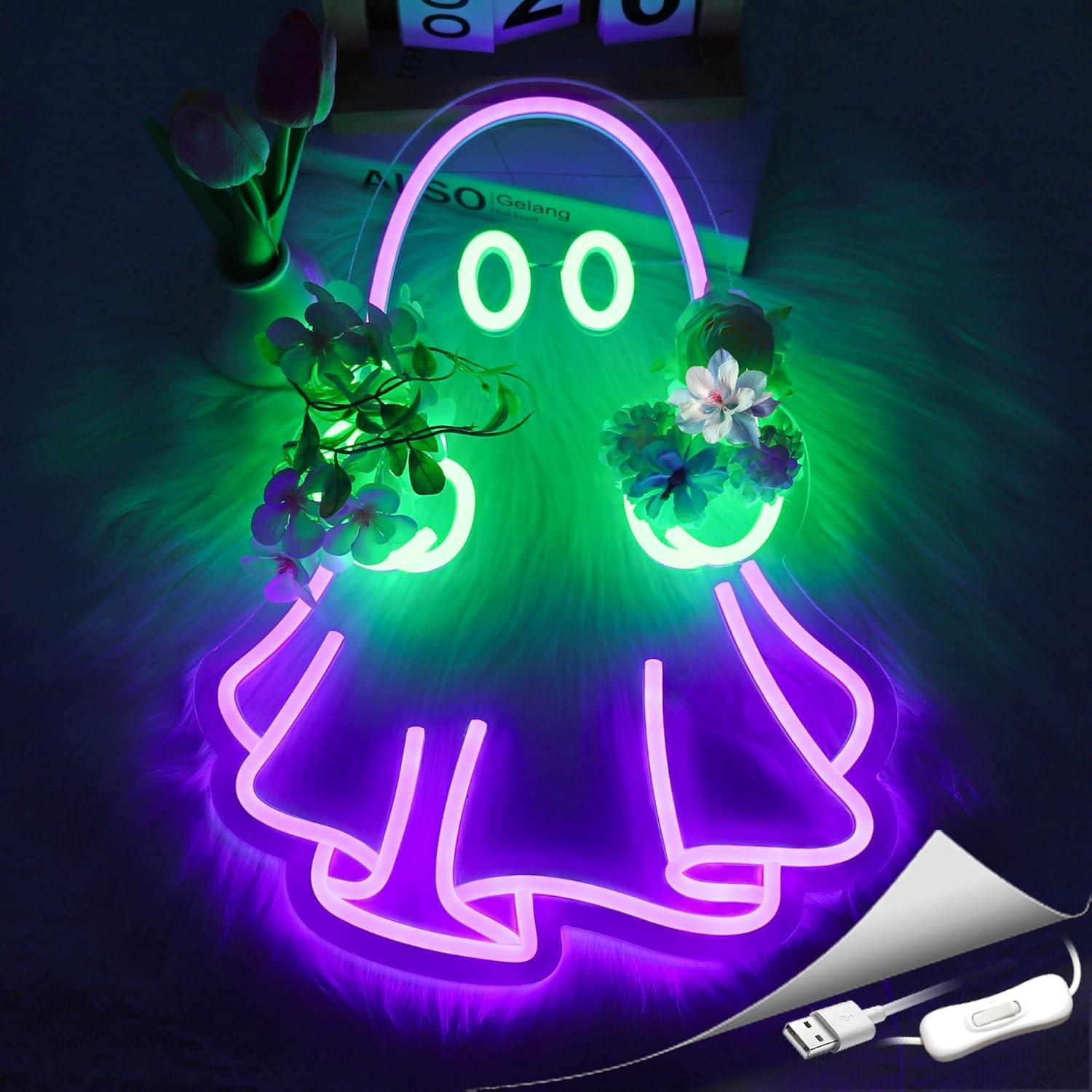 Ghost Neon Sign USB Powered LE - Lighting Decor Home 评论和价格