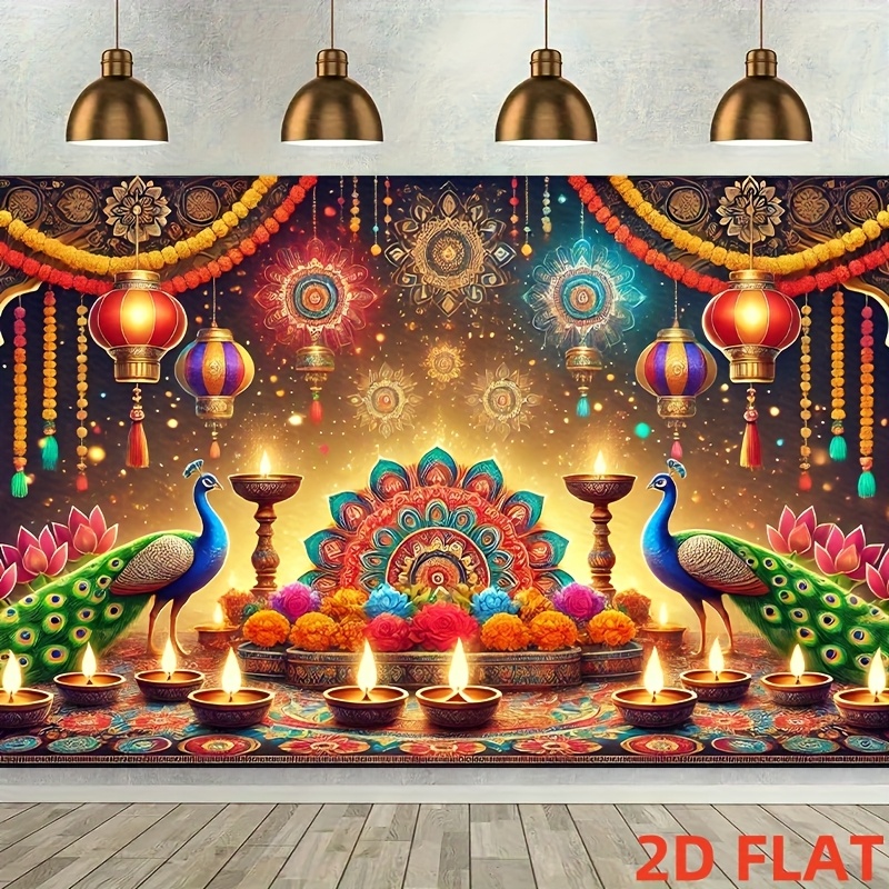 Diwali Peacock Lantern Tapestr - Lighting Decoration For Diwali 评论和价格