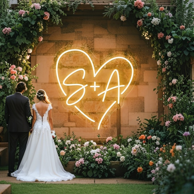 Custom Initials Heart LED Neon - Neon Sign Custom Led 评论和价格