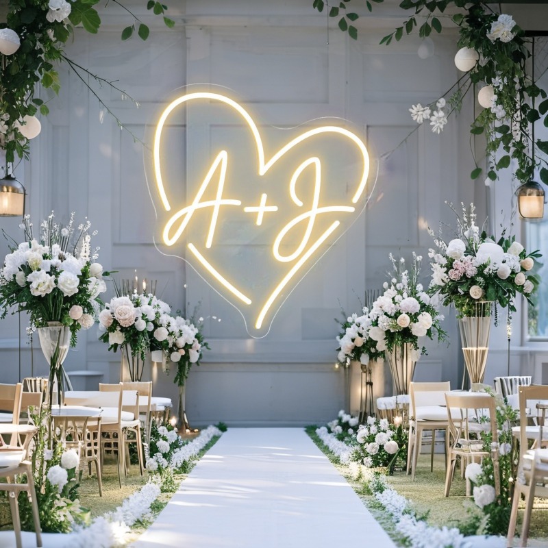 Custom Initials Heart LED Neon - Neon Sign Custom Led 评论和价格