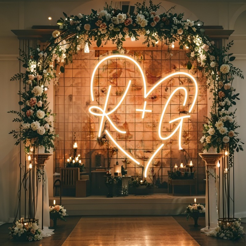 Custom Initials Heart LED Neon - Neon Sign Custom Led 评论和价格