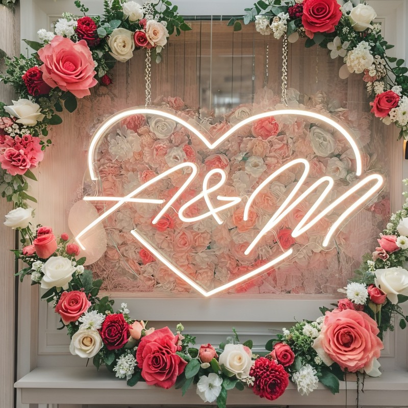Custom Initials Heart LED Neon - Neon Sign Custom Led 评论和价格