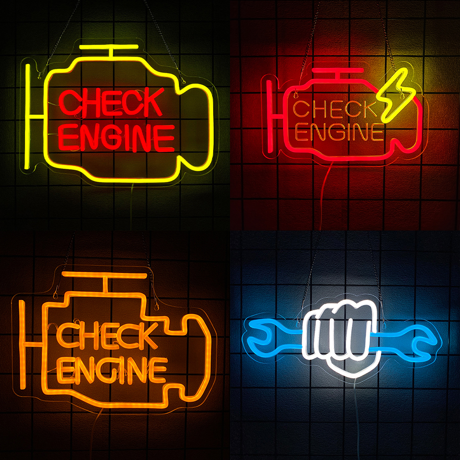 Check Engine Neon Sign For Wal - Garage Lighting Decor 评论和价格
