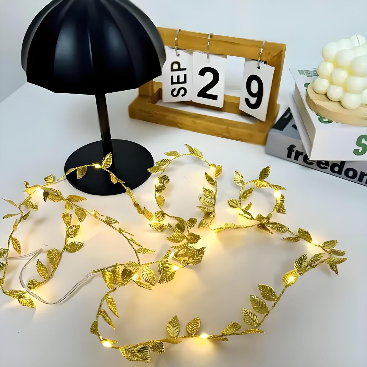 Led Romantic Golden Leaf Fairy - Lighting Decoration For Diwali 评论和价格