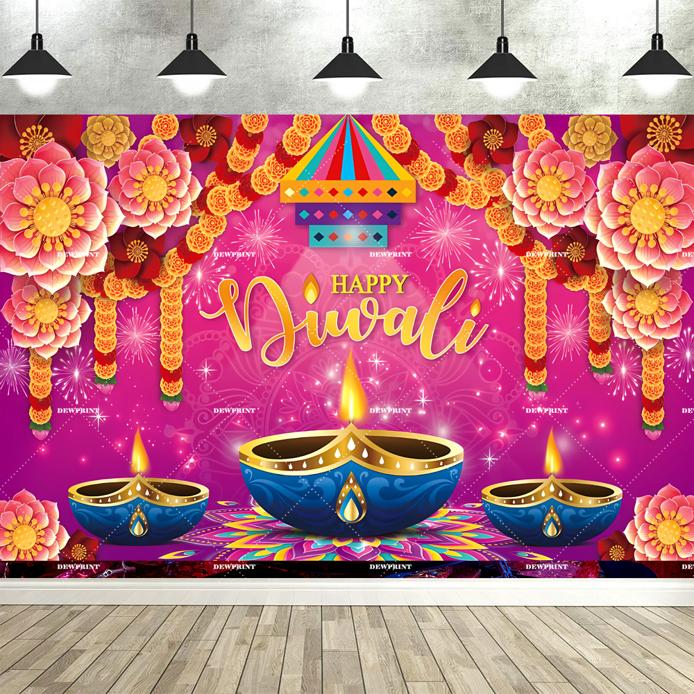Dewprint Happy Diwali Backdrop - Lighting Decoration For Diwali 评论和价格