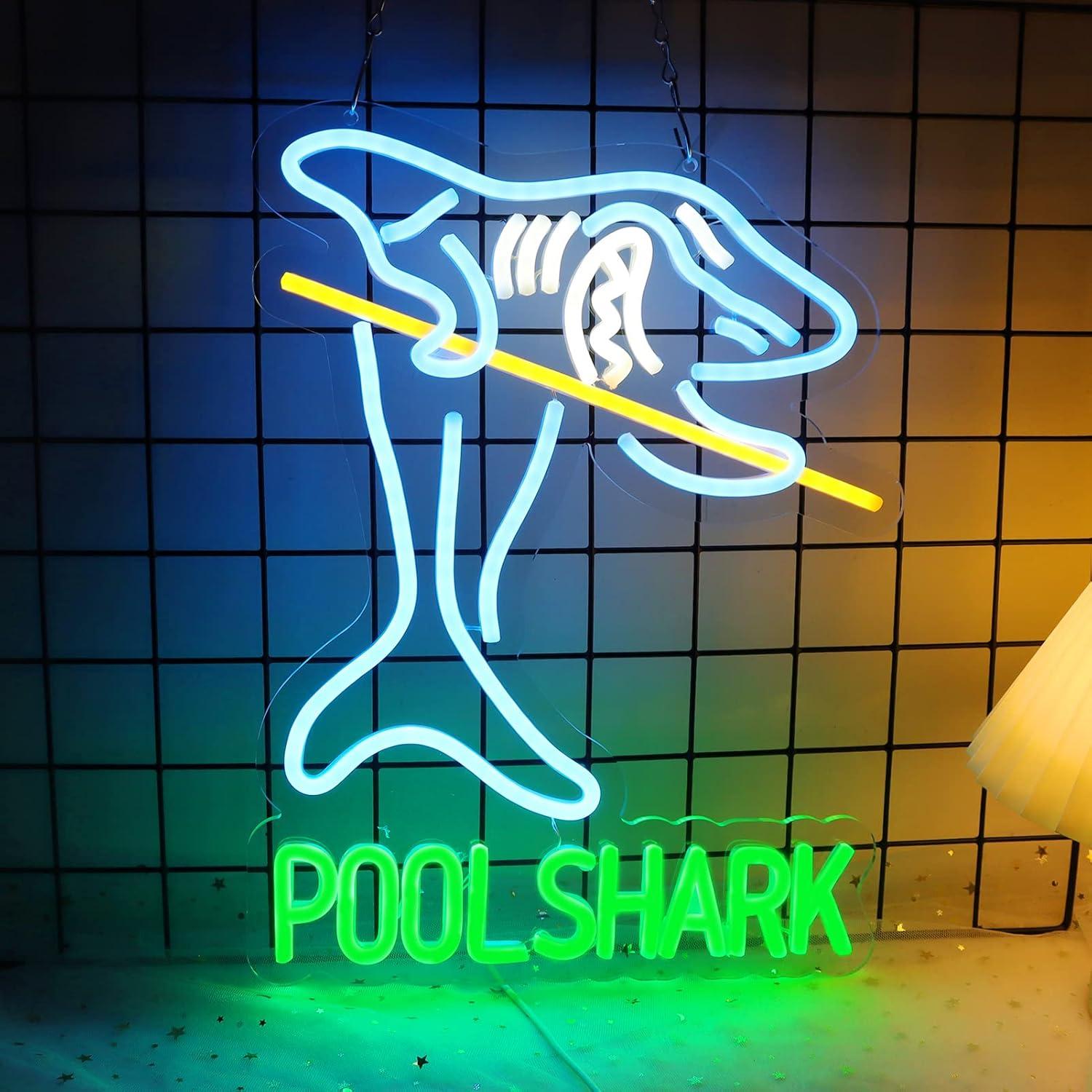 Pool Shark Billiards Neon Sign - Garage Lighting Decor 评论和价格