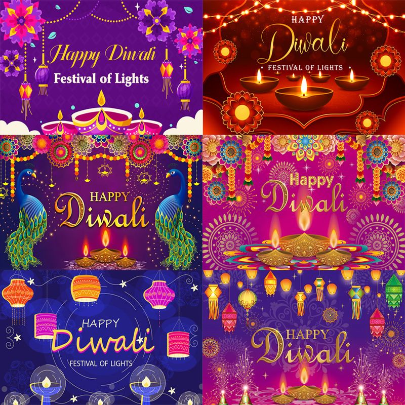 VIKAMA Happy Diwali Backdrop F - Lighting Decoration For Diwali 评论和价格