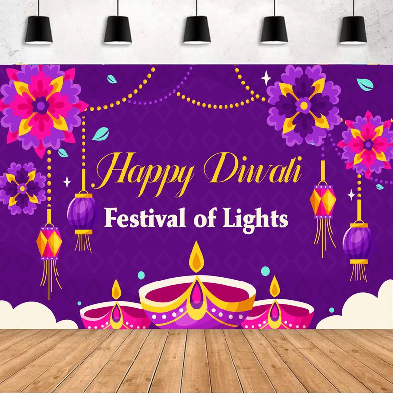 VIKAMA Happy Diwali Backdrop F - Lighting Decoration For Diwali 评论和价格