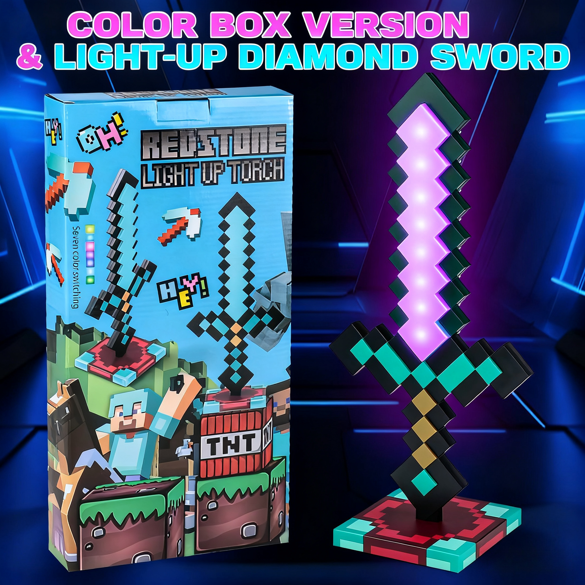 Minecraft Diamond Sword LED Ni - Lighting Decor Minecraft 评论和价格