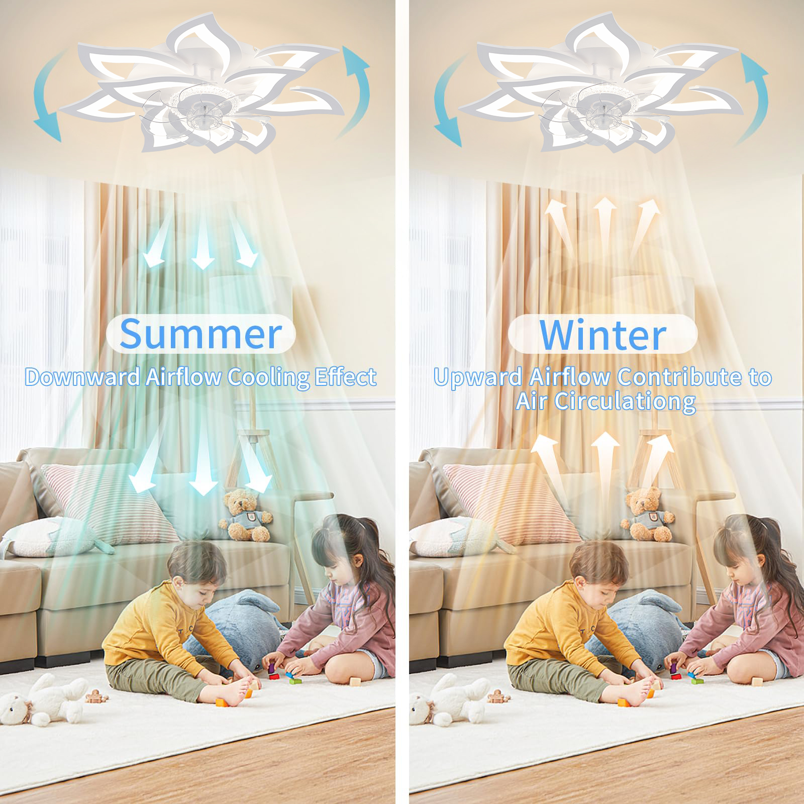 Nordic Flush Mount Ceiling Fan - Touch Dimmer Lamp 评论和价格