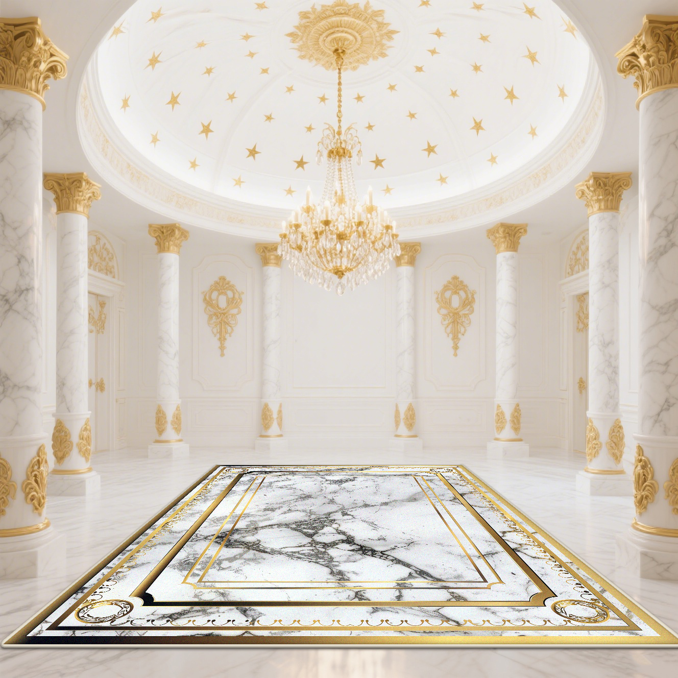Modern White Gold Marble Patte - Garage Lighting Decor 评论和价格