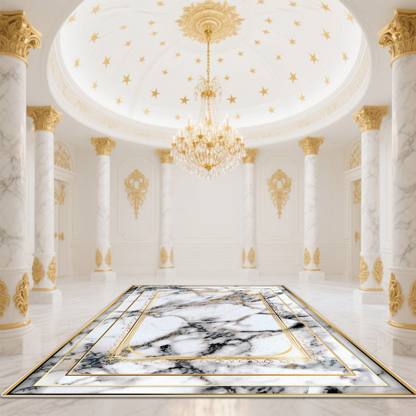 Modern White Gold Marble Patte - Garage Lighting Decor 评论和价格