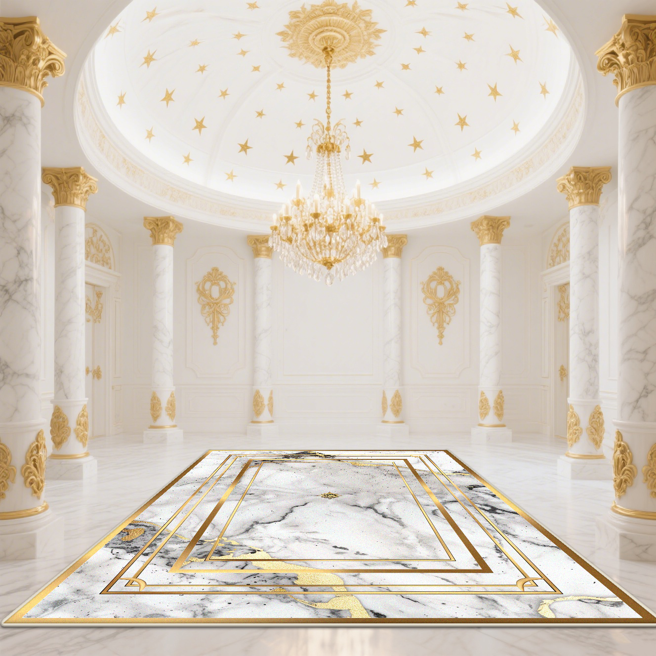 Modern White Gold Marble Patte - Garage Lighting Decor 评论和价格