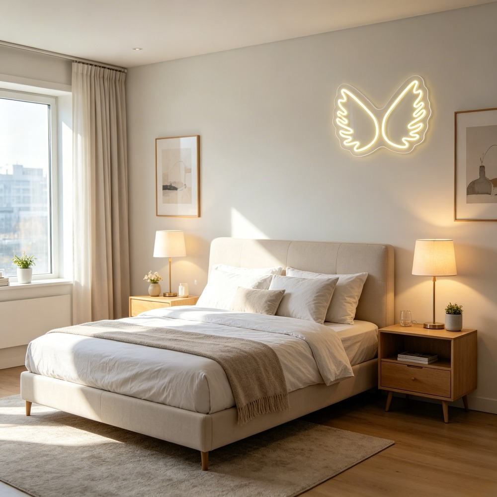 Angel Wings Neon Sign Dimmable - Lighting Room Decor Photo 评论和价格