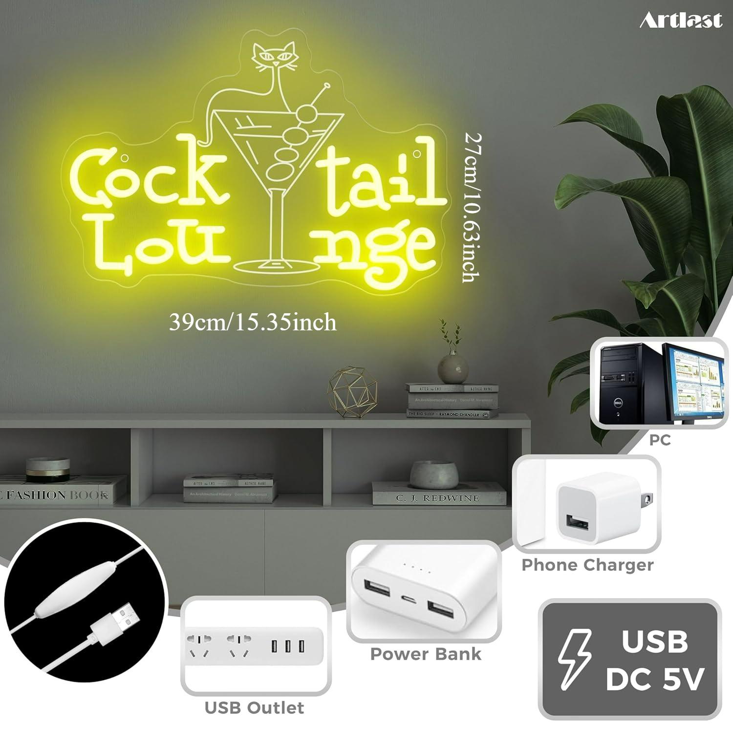 Cocktail Lounge Neon Sign Dimm - Lighting Decor For Home 评论和价格